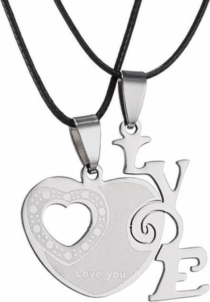 Fako Bijoux® - Vriendschapsketting - BFF Ketting - RVS - Hart Love You