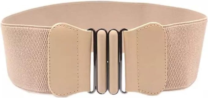 Amodi - Elastische Damesriem - Stretch - Modern - Brede Jurk Riem - Tailleband - Mode - Vrouwen - Beige
