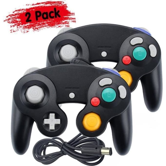 Manette de jeu - Nintendo - Lot de 2 - Noir - Filaire - Compatible Wii et GameCube noir