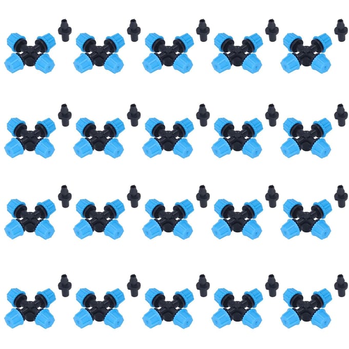 20 Pièces Buse de Pulvérisation Croisée Irrigation Atomisation Croisée Micro Buse pour Pelouse Jardin Terrasse blue