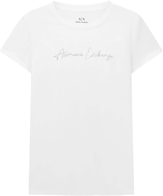 Rhinestone Embellished Round Neck T-Shirt Wo - White Shirts