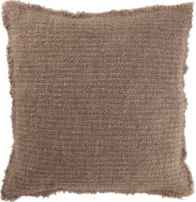 J-Line kussen Gerafelde Randen - katoen/polyester - taupe