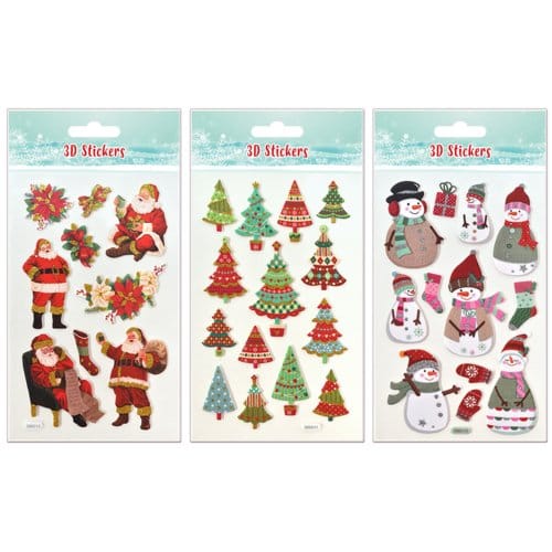 Stickers kerst 3d, assorti