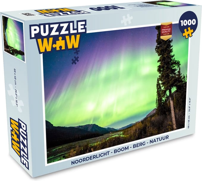 Puzzel Noorderlicht - Boom - Berg - Natuur - Legpuzzel - Puzzel 1000 stukjes volwassenen