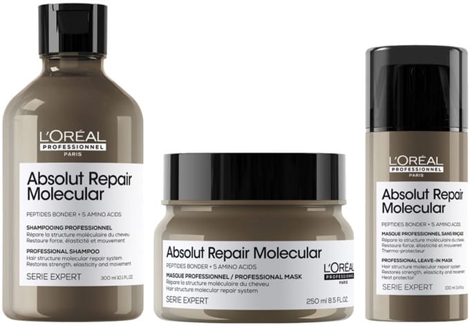 L'Oréal Professionnel Absolut Repair Molecular Shampoo 300ml + Mask 250ml + Leave-in 100ml