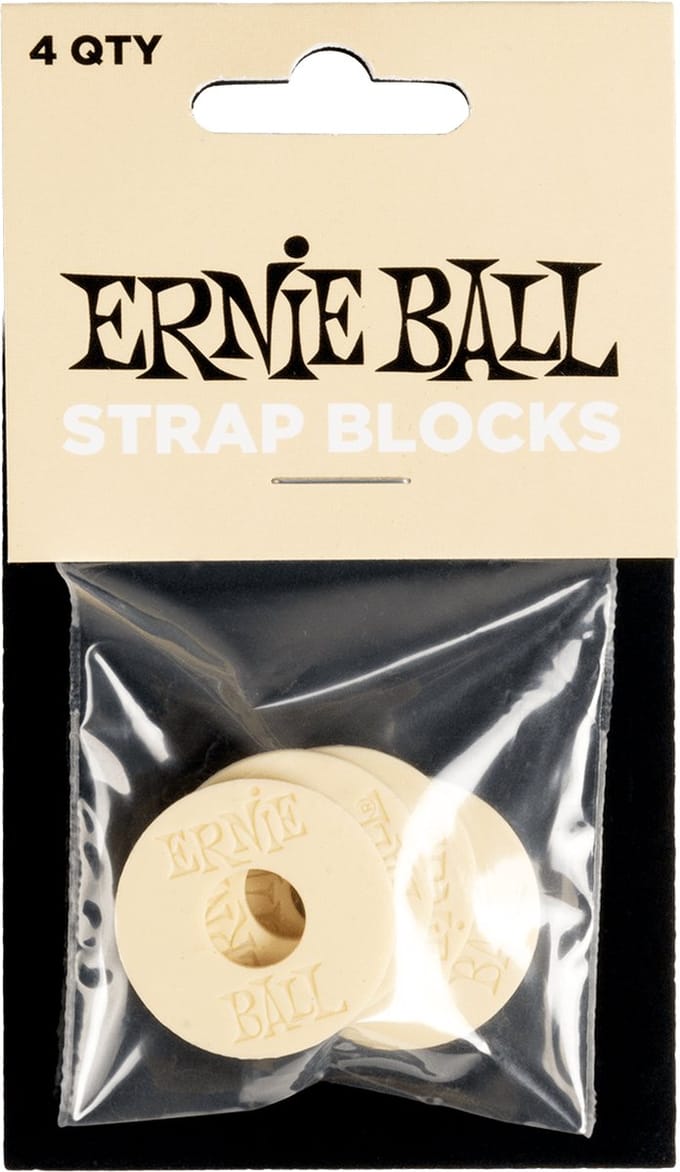 Ernie Ball Strap Blocks - Rubber Strap Lock - Crème - 4-Pack - Gitaar Accessoire