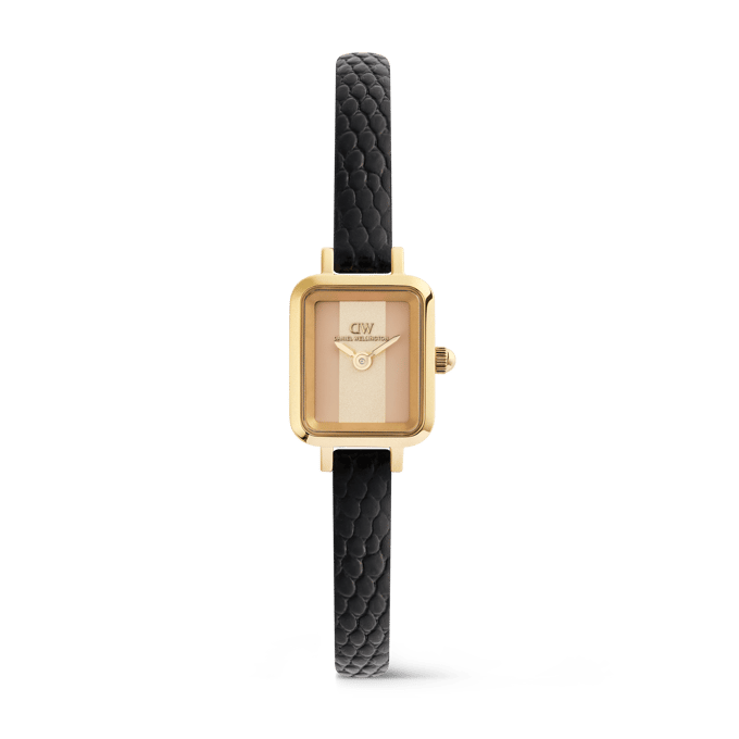 Daniel Wellington DW Watch Quadro Mini Black Lizard Conwy Gold 15mm