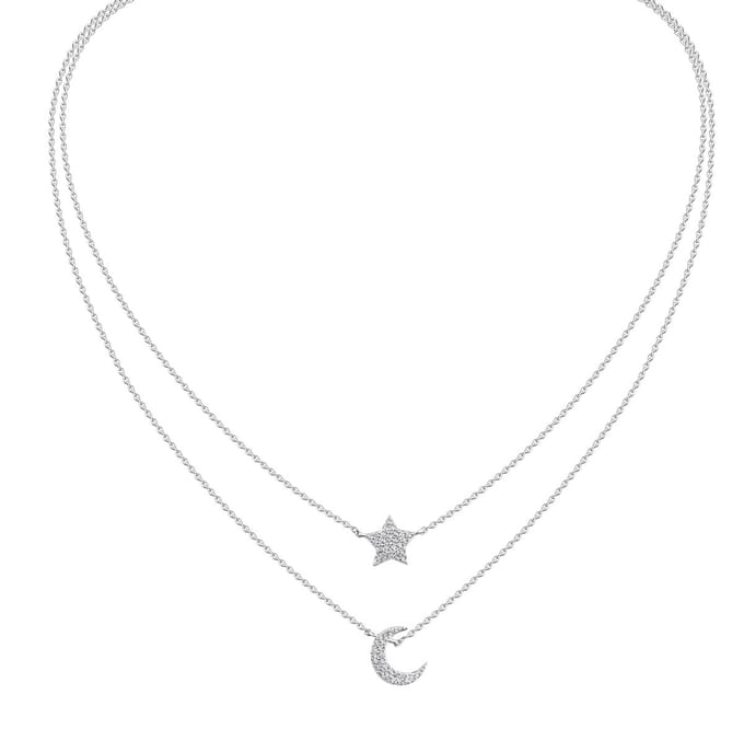 Celesta Silber Collier 925 Silber rhodiniert Zirkonia