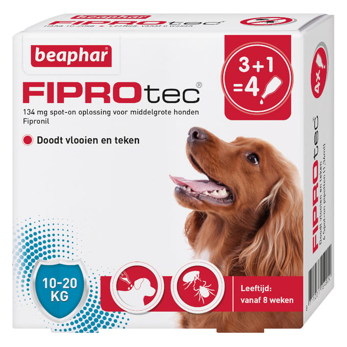 Beaphar Fiprotec Vlooien- en Tekenmiddel Hond 10-20 kg - 4 Pipetten