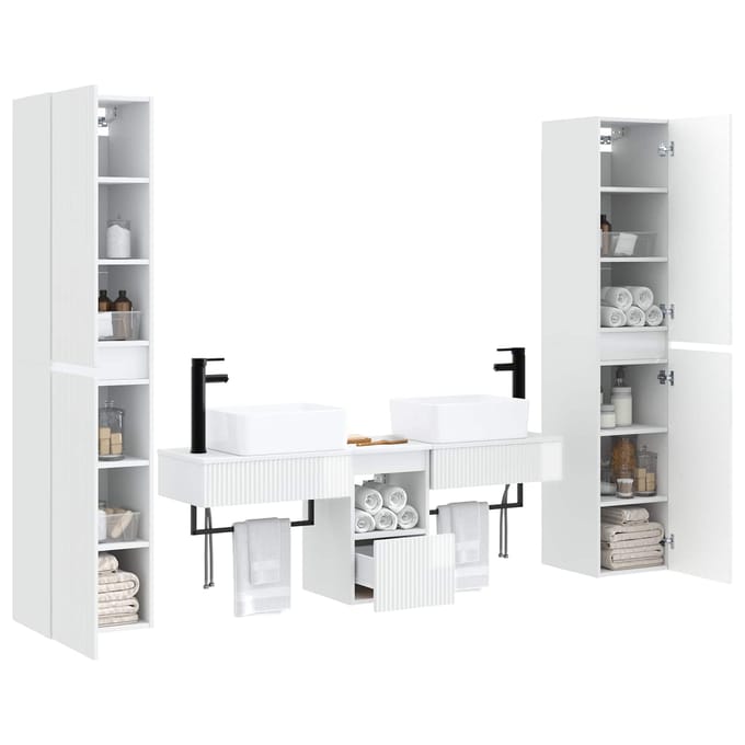 vidaXL - Badkamermeubel - Set - 5 - st - Hoogglans - Wit - 33 - x - 34,5 - x - 160 - cm