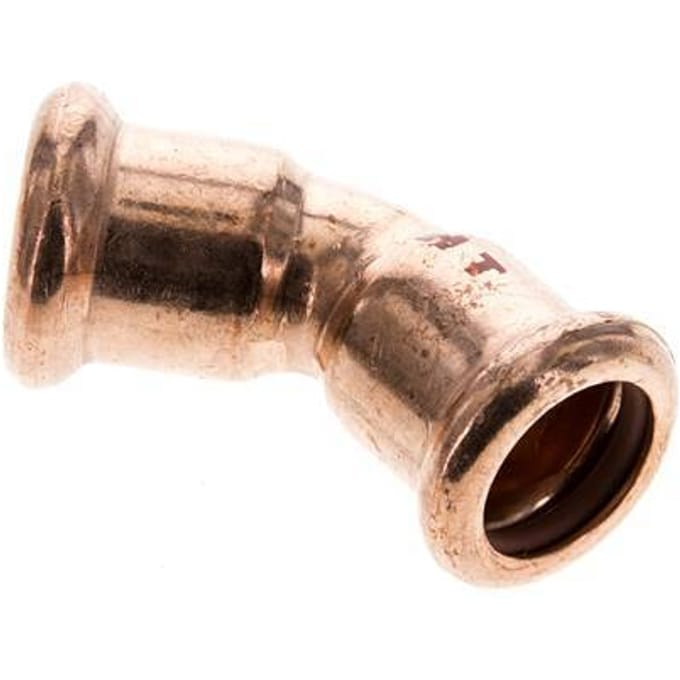 45 graden L-Perskoppeling - 15mm Persmof - Koperlegering