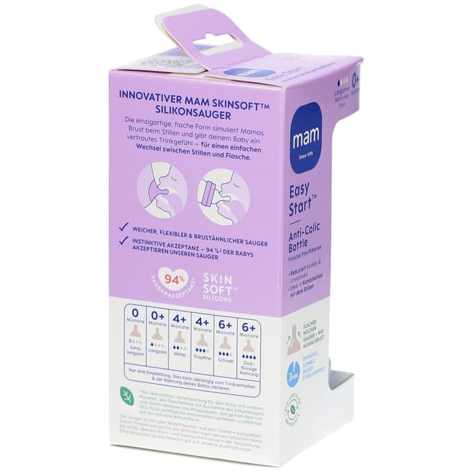 Mam Zuigfles Easy Start Anti-Colic Matt Blauw 1 Flesjes