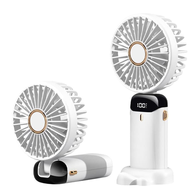 Mini Draagbare Ventilator Handventilator Oplaadbare Kleine Bureauventilator 5 Snelheden 90° Opvouwbaar Op Batterijen roze