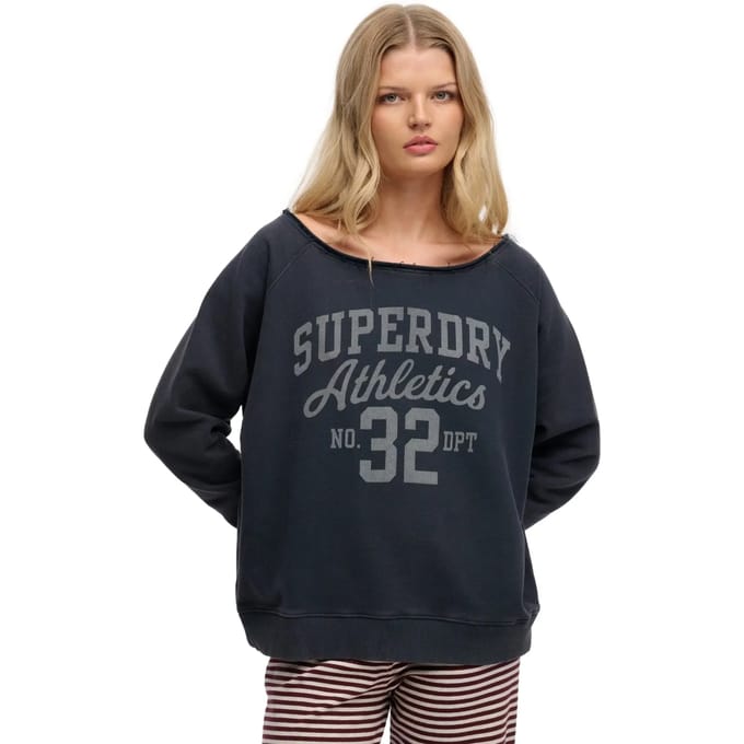 Superdry Athletic Essentials Bardot Sweater Blauw Grootte: 1SIZE