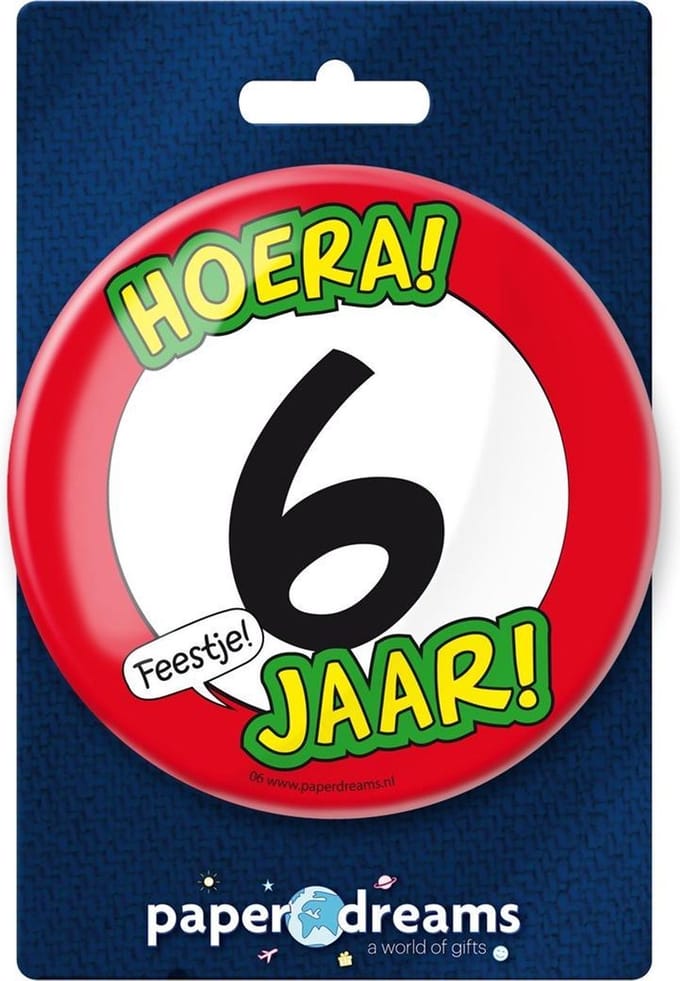 Paperdreams - XL Button - 6 jaar - Doorsnee 10 cm