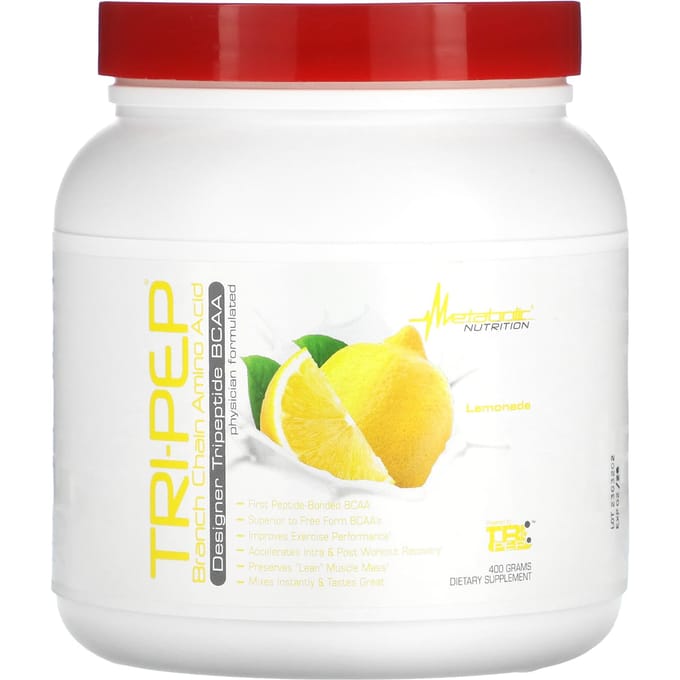 Metabolic Nutrition, Tri-Pep, Acides Aminés à Chaîne Ramifiée, Limonade, 14,1 oz (400g)