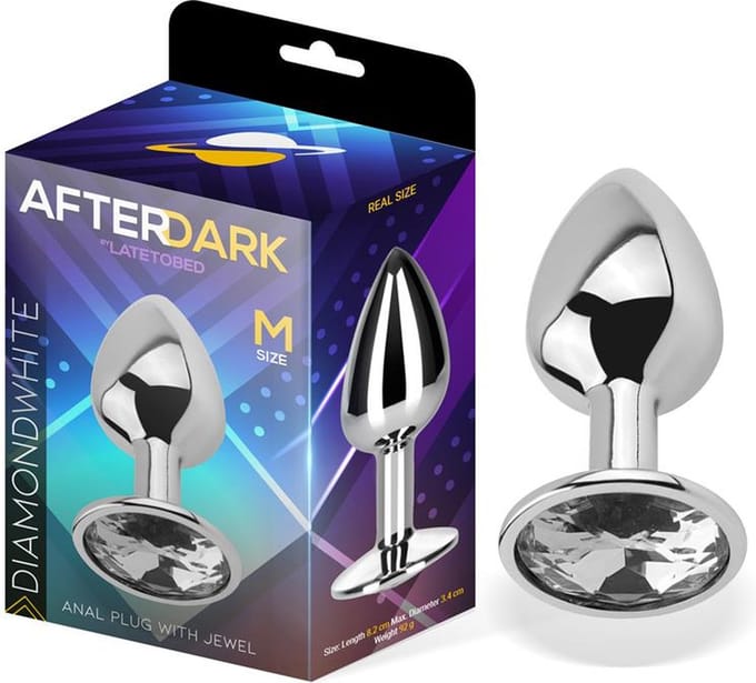 AFTERDARK - Butt Plug With Jewel Diamond White Size M Aluminium