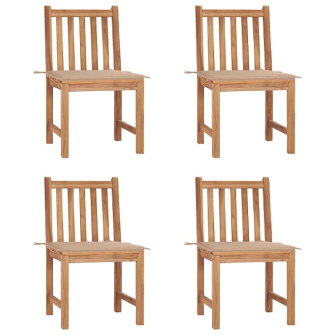 vidaXL - Tuinstoelen - 4 - st - met - kussens - massief - teakhout