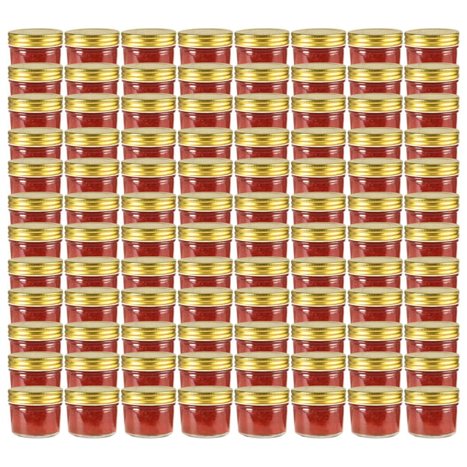 vidaXL - Jampotten - met - goudkleurige - deksels - 96 - st - 110 - ml - glas