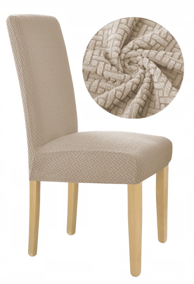 Elastische Stoelhoes - Grijs Beige Jacquard