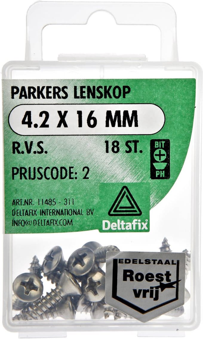 Spaanplaatschroeven Lenskop Pozidriv RVS 4.2x16mm