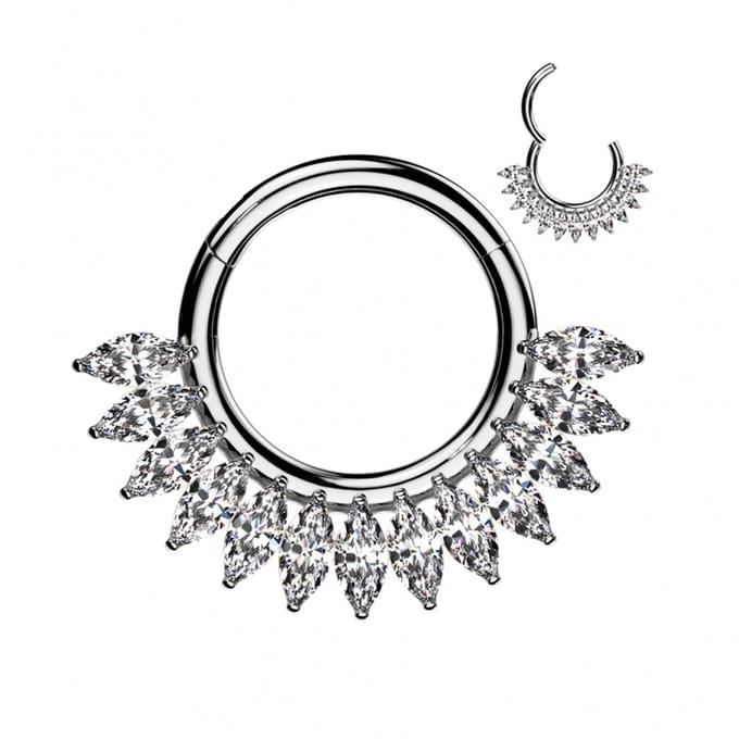 Piercing titanium bling ring 1.2x8 -zilver - LMPiercings