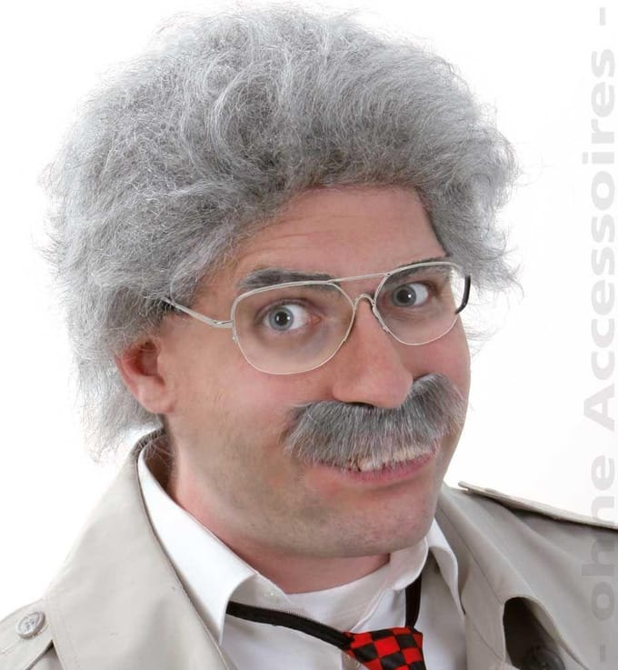 Opa pruik met snor | Professor pruik met snor