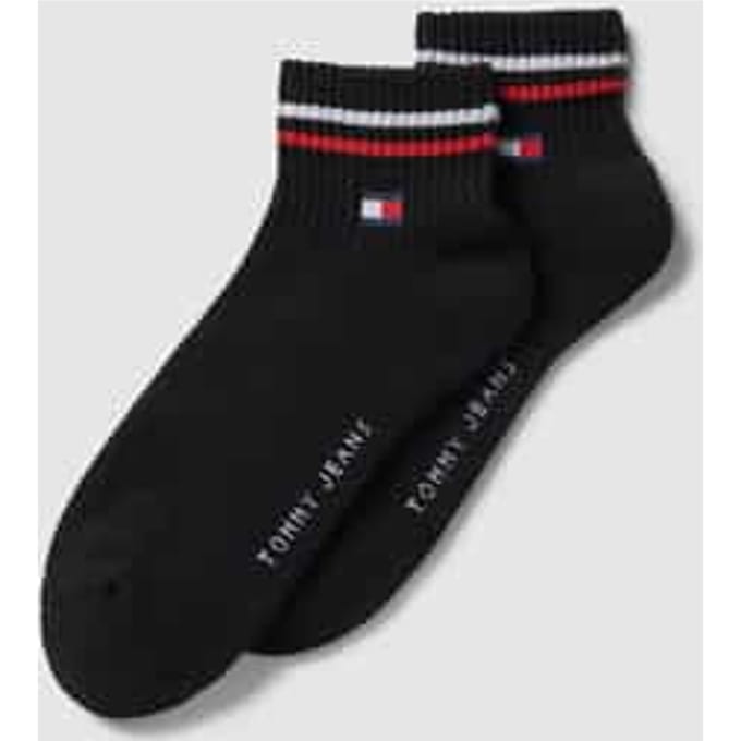 Tommy Hilfiger unisex kwartsokken in retro-design, enkelhoog, set van 2