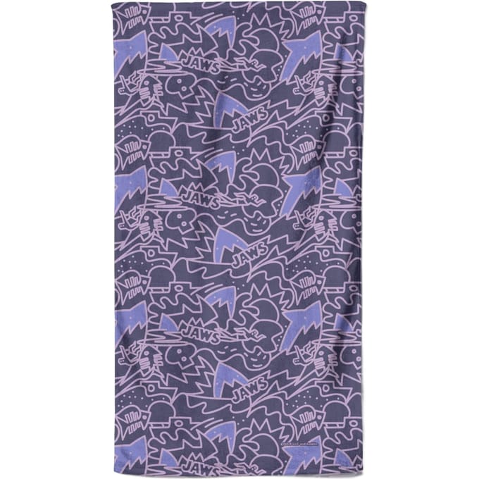 Jaws Purple Doodle Pattern Beach Towel