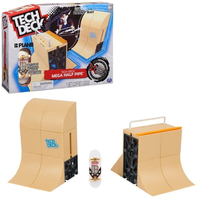 Tech Deck X-Connect - Danny Way Mega Half Pipe - Aanpasbare Ramp Set met PlanB vingerskateboard
