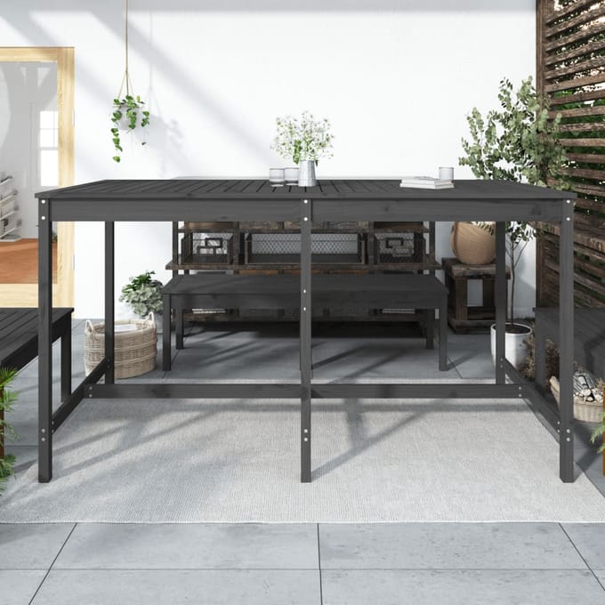 vidaXL - Tuintafel - 203,5x90x110 - cm - massief - grenenhout - grijs