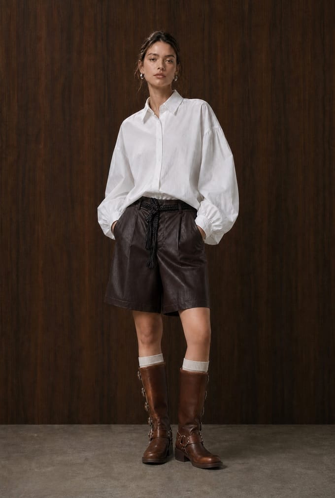 Sola eco leather bermuda shorts | Dark Brown - Dark Brown / M