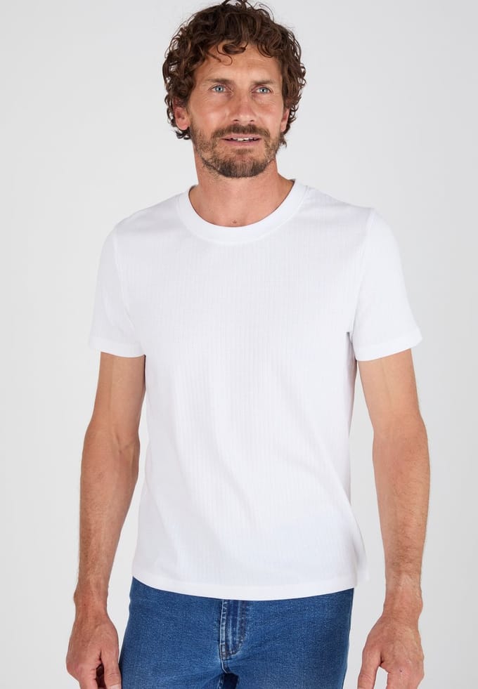 Damart - T-shirt Essential ribtricot - Heren - Wit - (94-101) M