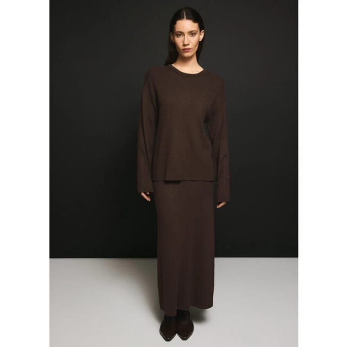 MSCH Copenhagen MSCHElfrida rok midi rib gebreid bruin