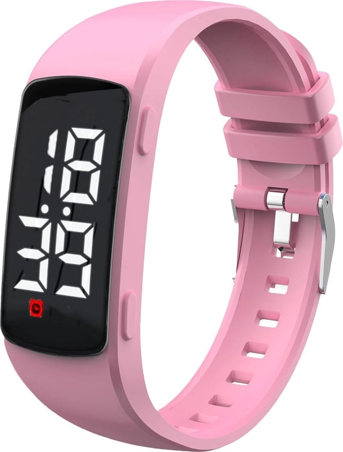 Medicijn/plashorloge - 15 alarmen - langwerpig - licht roze - usb oplaadbaar