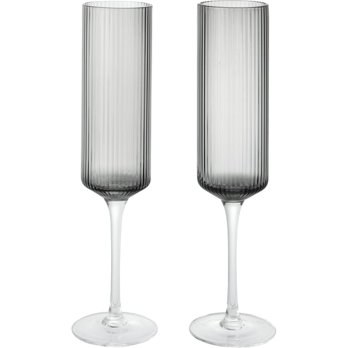 Ferm Living Ripple champagneglazen (set van 2) - smoked grey