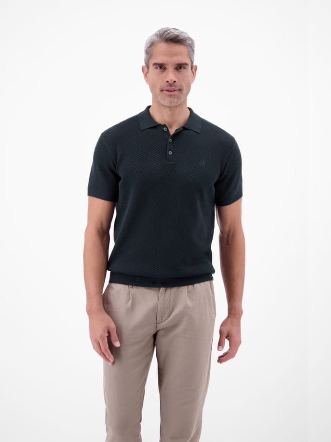 LERROS Effen poloshirt van gestructureerde kwaliteit , Maat: XL , Kleur: CLASSIC NAVY , 100% katoen