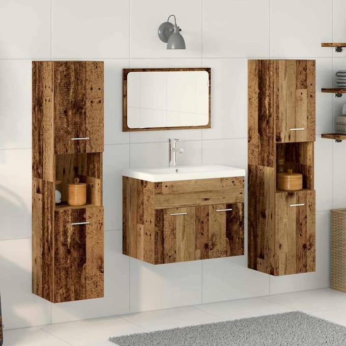 vidaXL - Badkamermeubel - Set - 4 - st - Oud - Hout - 60 - x - 38,5 - x - 46 - cm - Bewerkt - hout