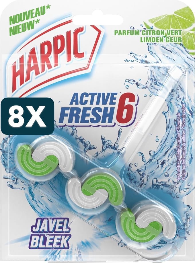 8 x Harpic Acitve Fresh 6 - Toiletblok - Bleek