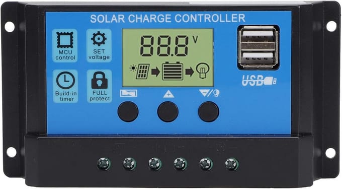 Zonne Laadregelaar - Solar Controller PWM - Energie Opslag - Zelfaanpassend Algoritme - 30A - Zwart