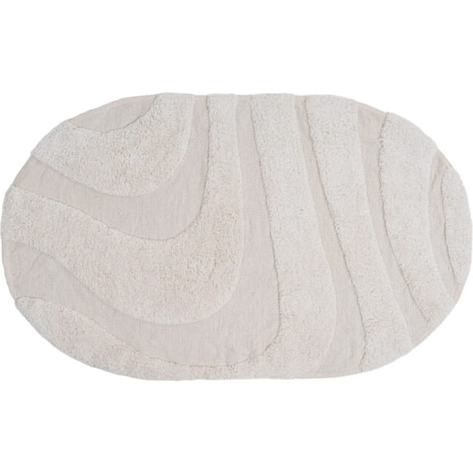 Badmat Beau - Creme Ovaal 60 x 100 cm - Zachte Katoenen Badmat met Antislip