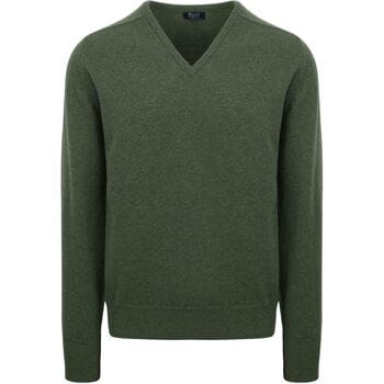 William Lockie Pullover Lamswol V-hals Rosemary Groen - Maat XXL - Heren - Pullovers