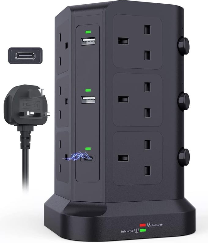 Verlengstuk loodtoren zwart - PD20W surge protector
