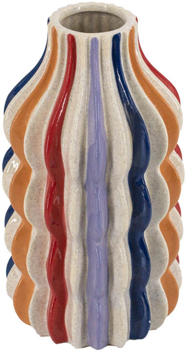 HomeBound by KY | Aardewerk vaas stripes regenboog | vaas | 18x18x31,5cm