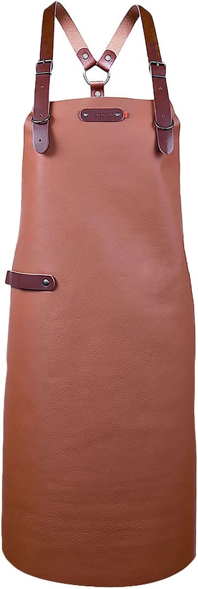 Xapron leren schort Bovine Cognac met schouderbanden - XL (lengte 89 cm/ Breedte 70 cm)
