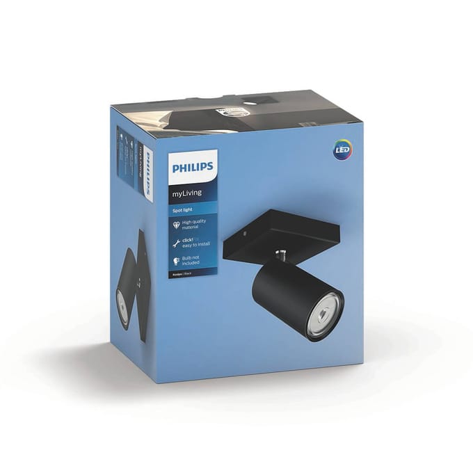 Philips Opbouwspot Kosipo - Zwart - 13,4cm - Gu10