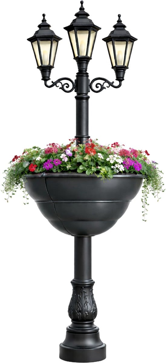 Elezza Lanterna Lantaarnpaal Bloembak Ø66 x H32 cm - Antraciet - Paalbeugel Ø6 cm