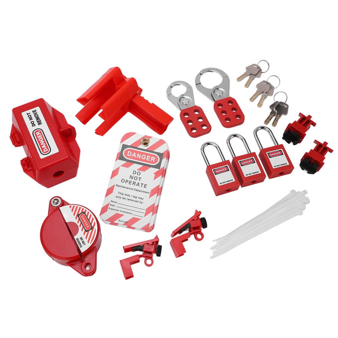 Elektrische Lockout Tagout Kit Stroomonderbreker Lock-outs Set Stroomonderbreker Lock-outs Apparaat met Opbergruimte red