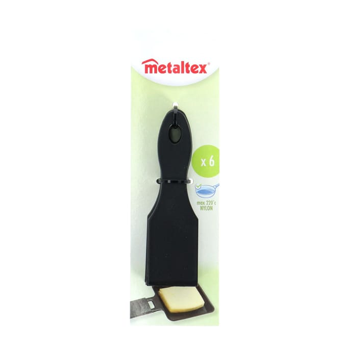Metaltex - Set van 6 Zwarte Nylon Raclet Spatels - Gourmet - Raclet - Grill