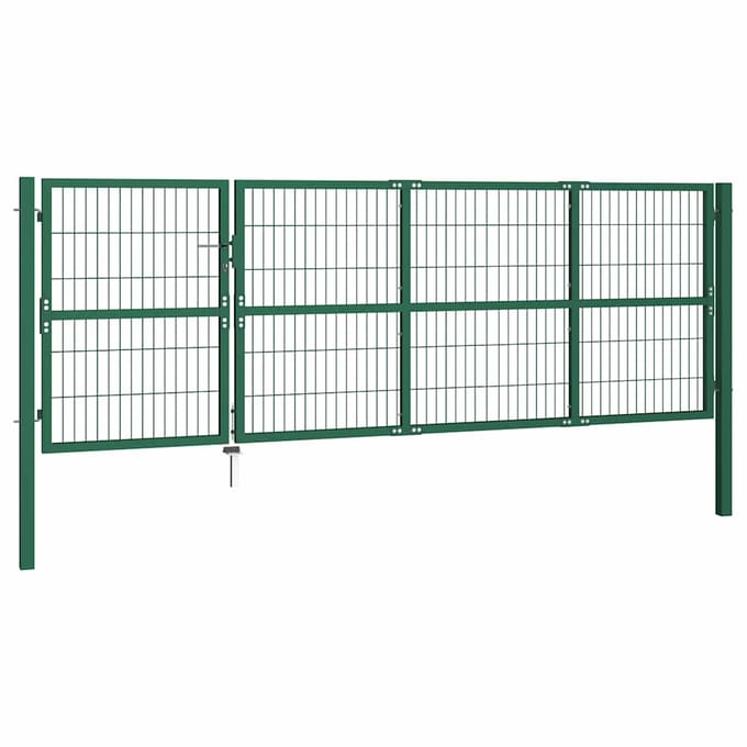 vidaXL Tuinhek met palen 350x120 cm staal groen